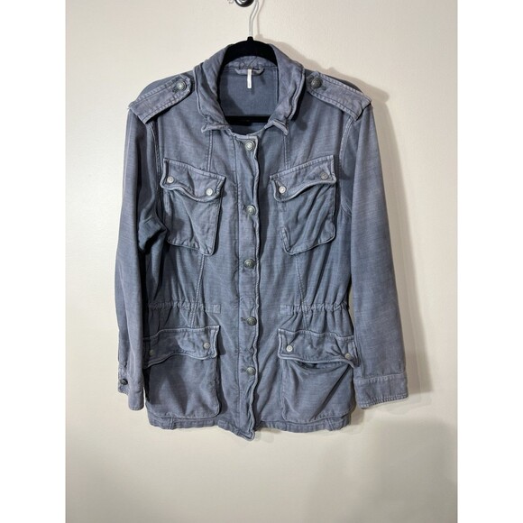 Free People Not Your Brothers Surplus Jacket Womens Size Medium Blue Military - Picture 1 of 12